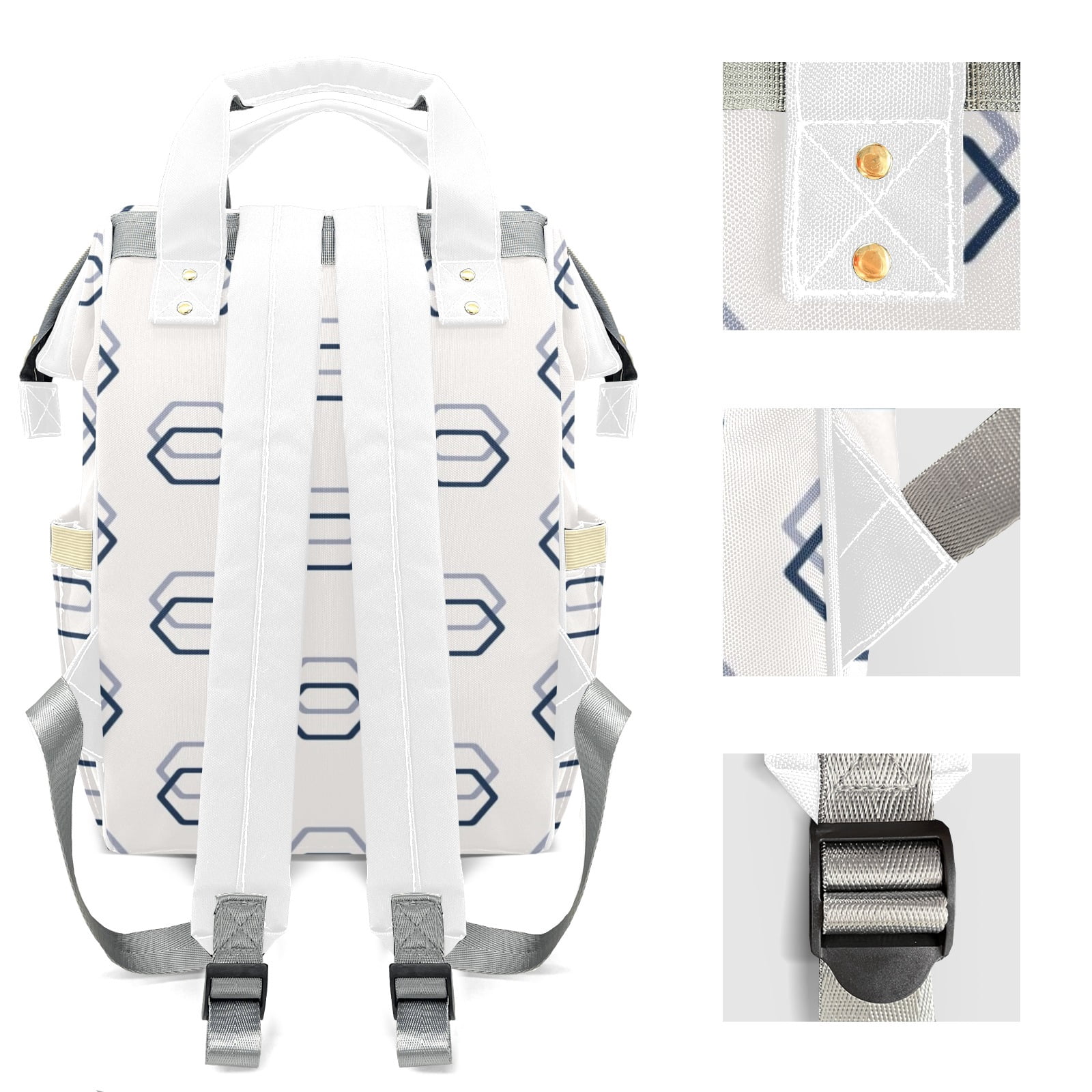 Abstract Geometric Pattern Diaper Bag Backpack – Large Capacity, Insulated Baby Bottle Pocket, Multifunctional Mommy Bag for Boys & Girls
