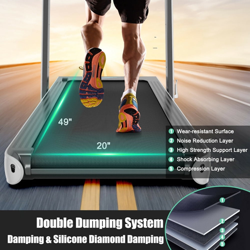 Topcobe 4.75HP 2 In 1 Folding Treadmill with Remote APP Control, Indoor Fitness Equipment, Modern Sports Equipment-White