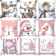 thumbnail image 2 of Funda de almohada para decoración navideña, cubierta de cojín con diseño de árbol de Navidad, alce, muñeco de nieve y algodón, 45x45cm, 2024, 2 of 4