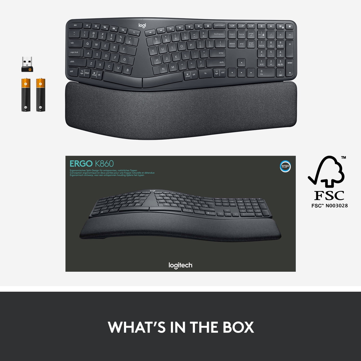 Smadre Styre spray Logitech ERGO Series K860 Wireless Ergonomic Keyboard - Split Keyboard,  Wrist Rest, Natural Typing, Stain-Resistant Fabric, Bluetooth and USB  Connectivity, Compatible with Windows/Mac - Graphite - Walmart.com