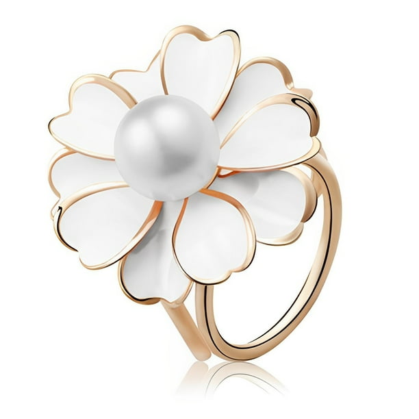 Jumpingount Broches de mujer con forma de Camelia y perlas, bufanda tricíclica, hebilla para chal Ropa, zapatos y accesorios Miscelánea Blanco flor