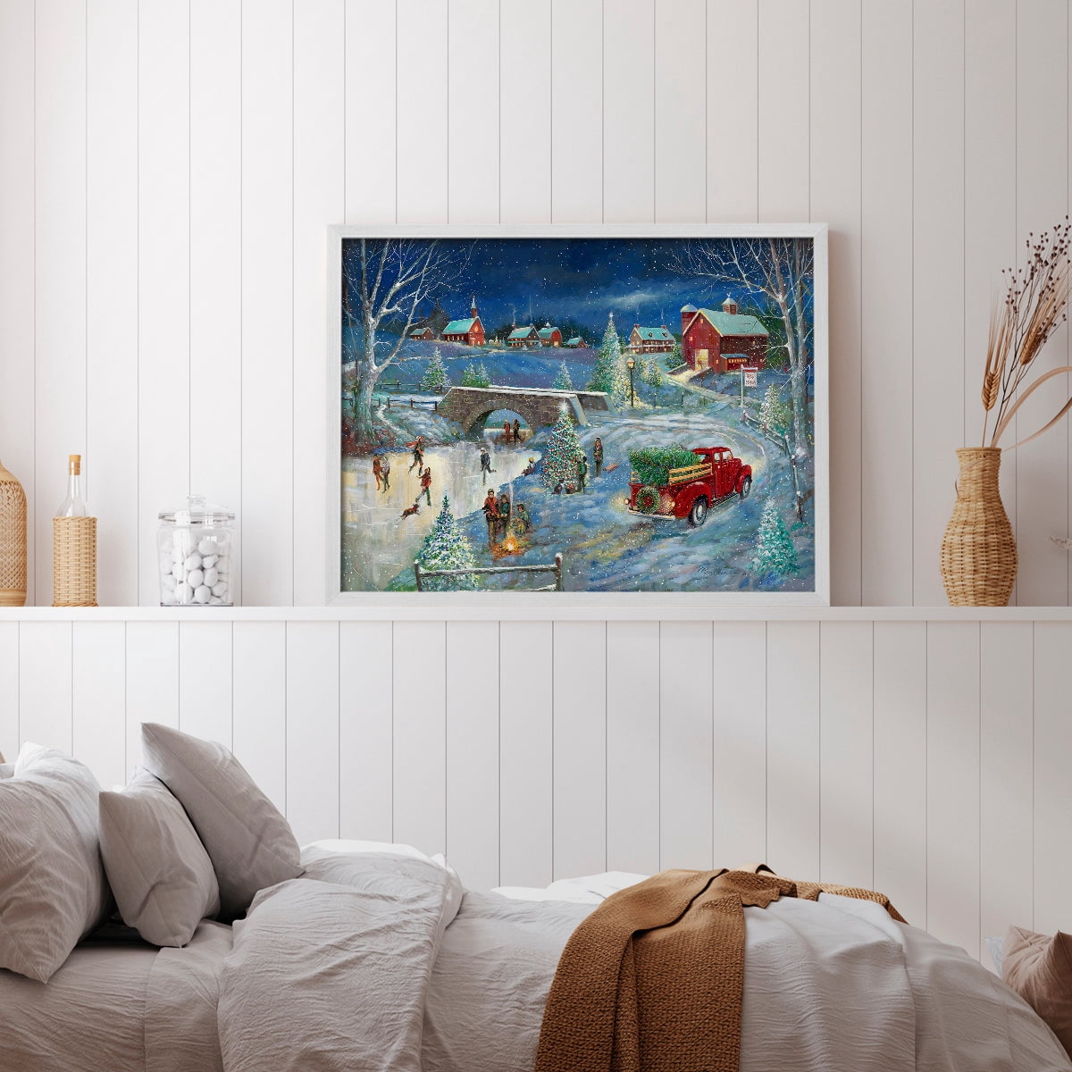 Warm Holiday Memories by Ruane Manning - Restickable Framed Giclée Print with Real Wood Frame