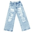 thumbnail image 7 of XQYLOS Girls Baggy Jeans Wide Leg Ripped High Elastic Waist Denim Pants Summer Trousers 𝖸𝟤𝗄 Street Fashion Cute Casual Loose Fit Outfits 7-14 Years, 7 of 7