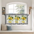 thumbnail image 2 of Yellow Lemon Tier Curtains 24 Inch Length, Summer Botanical Black White Checkered Wooden Cafe Short Curtains for Bathroom Over Sink, Small Kitchen Curtain Light Filtering Drapes 2 Panels 27.5"Wx24"L, 2 of 8