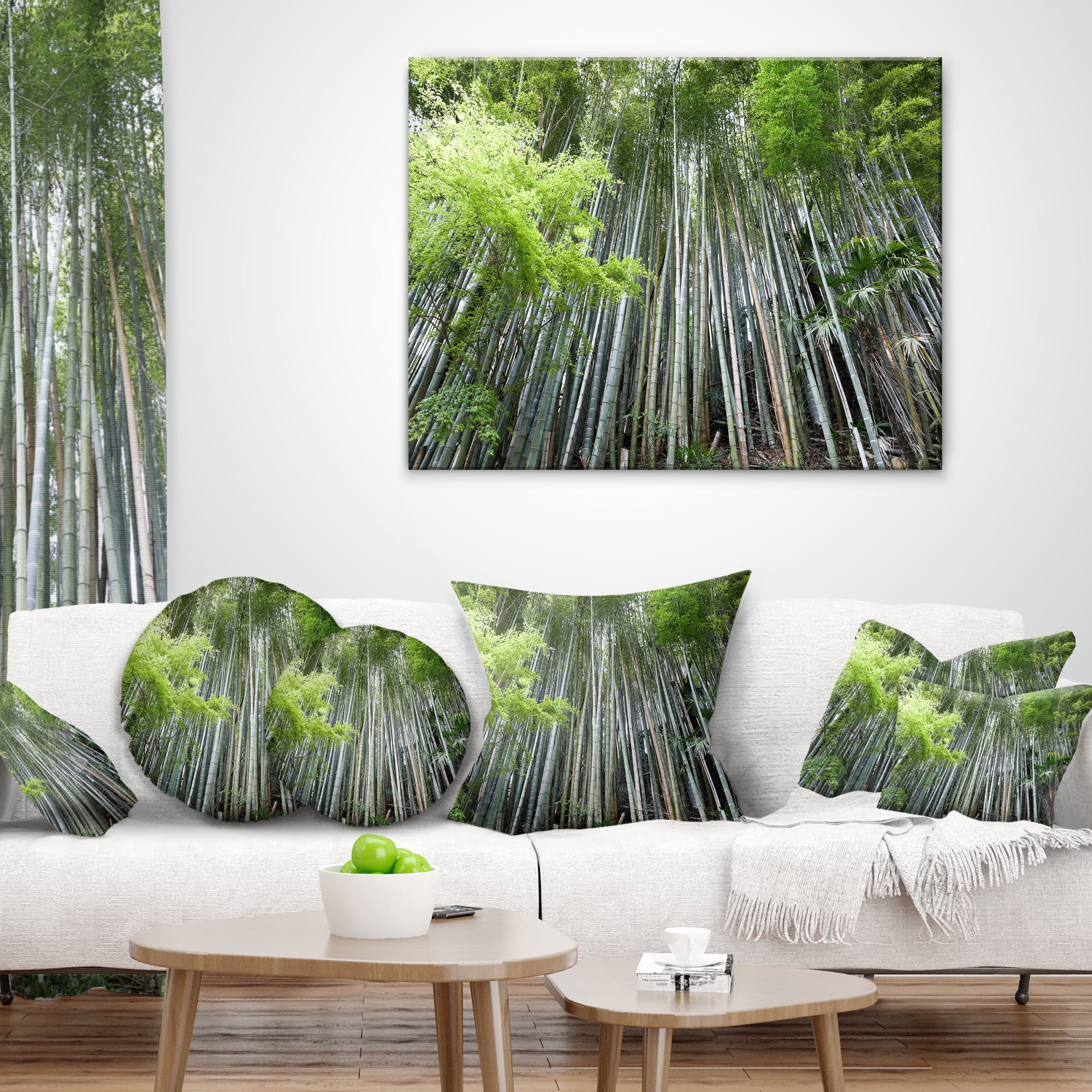Designart Dense Bamboo Forest of Japan - Forest Throw Pillow - 18x18
