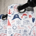 thumbnail image 3 of Ambesonne Pirates Grommet Curtain, Hand Drawn Sailor Theme, 50" x 108", Scarlet Navy Blue White, 3 of 6