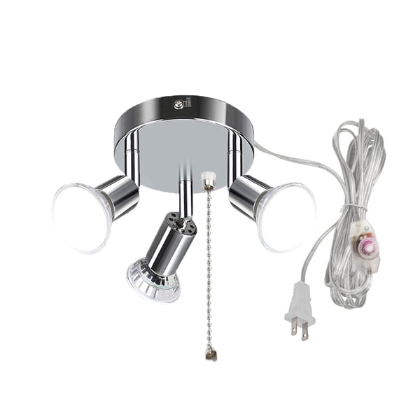 FSLiving 15ft Plug in Cord Ceiling Lamp with Zipper Switch Multi-Directional Close To Ceiling Lights Fixtures with 3 Heads for Sloped and Vaulted Ceiling Dimmable Chandelier for Island Closet - 1 Pcs