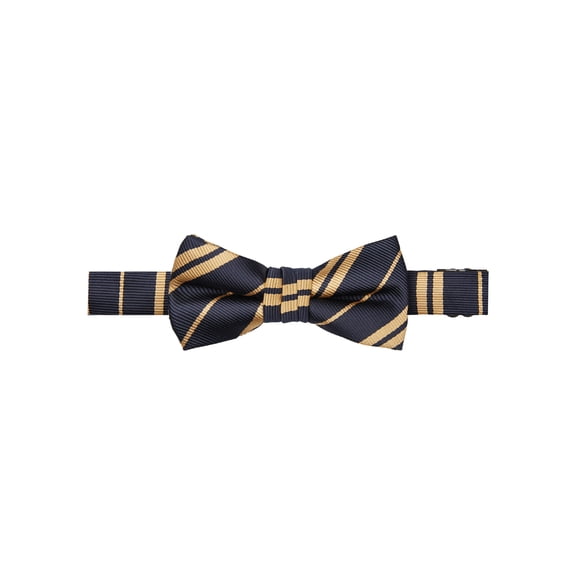 Jacob Alexander Boys' Woven Double Stripe Pre-Tied Adjustable Banded Bow Tie - Navy Blue Gold