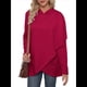 thumbnail image 2 of Sudadera Holgada con Capucha y Larga para Mujer, de Color Liso e Irregular Vino Tinto XL, 2 of 8