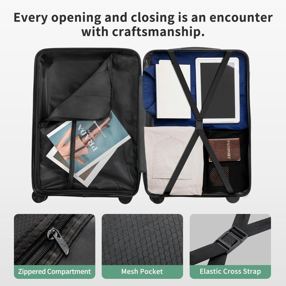 Barara King Travel Luggage with 4-Wheel Spinner, 4-in-1 PP Suitcase Set in 16in,20in,24in,28in, Dark Green