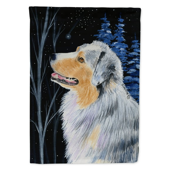 Carolines Treasures SS8382-FLAG-PARENT Starry Night Australian Shepherd Flag  multicolor