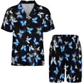 thumbnail image 2 of PRIYAL Men's Short Sleeve Pajama Sets Button Down Collar Sleepwear Soft Lounge Pjs Set Lightweight Men's Outfits, 2 of 9