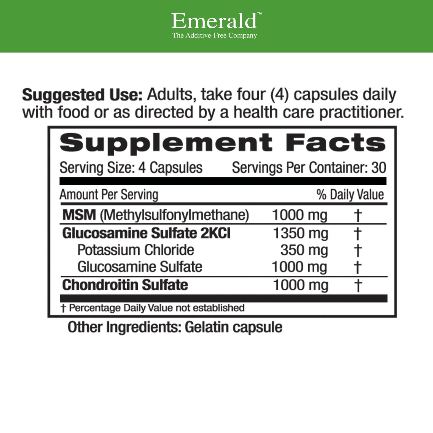 Emerald Labs Glucosamine Chondroitin with MSM - Joint Essentials - Supports Overall Joint Health and Cartilage Health - 120 Capsules