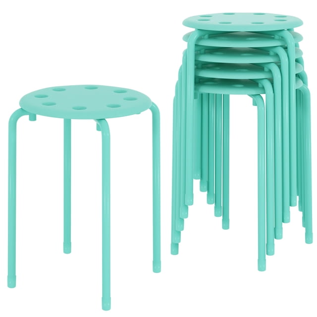 Taburetes VECELO, apilables, 6 piezas, 45 cm de altura, portátiles, color verde