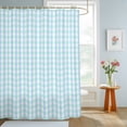 thumbnail image 4 of Shower Curtains for Bathroom, Aqua Blue Green Waterproof Fabric Shower Curtain, Checkered Plaid Gingham Lattice Trellis Decorative Bathroom Curtain for Bathtub, 36"x72", No Hooks Included, 4 of 9
