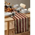 thumbnail image 3 of Retro American Flag Burlap Cotton Table Runner 13x60 Inches Long, Vintage Shabby US Flag Farmhouse Table Runners, Outdoor Dining Tablecloths Decor for Baby Shower/Party/Wedding, 3 of 6