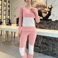 thumbnail image 6 of Uaswgudfs Women's Cozy V - Neck Loose Fit Long Sleeve Thermal Pajama Set, Soft Comfortable Nightwear for Women, 6 of 6