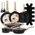 thumbnail image 1 of Sartenes Antiadherentes 15 Piezas, Bateria de Cocina, Juego de Sartenes de Induccion, Juego de Ollas y Sartenes, Fácil Limpieza, con Sartenes y Cacerolas 100% Libre de PFOA, Negro, 1 of 8