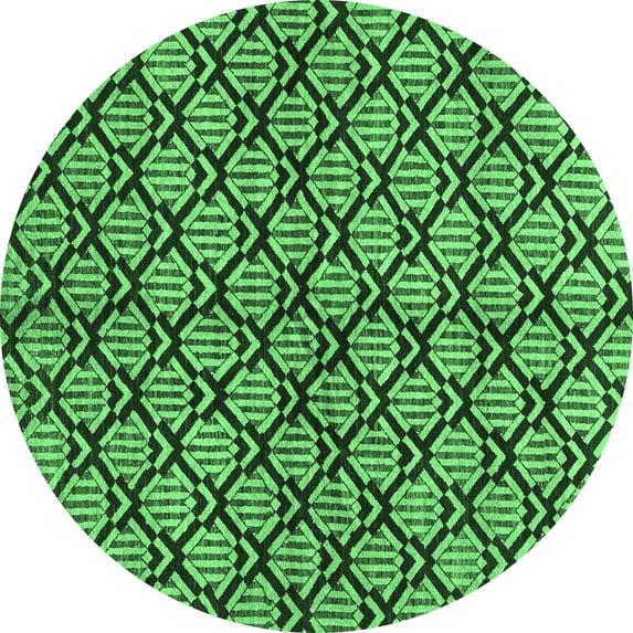 Ahgly Company Indoor Round Abstract Emerald Green Modern Area Rugs, 8' Round