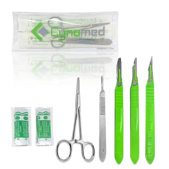 Cynamed 25-Piece Professional Dermaplaning Tool Kit - Stainless Steel Scalpel Handle 3, Blade Remover, Dermaplane Blades - Skin Exfoliation & Vellus Hair Removal