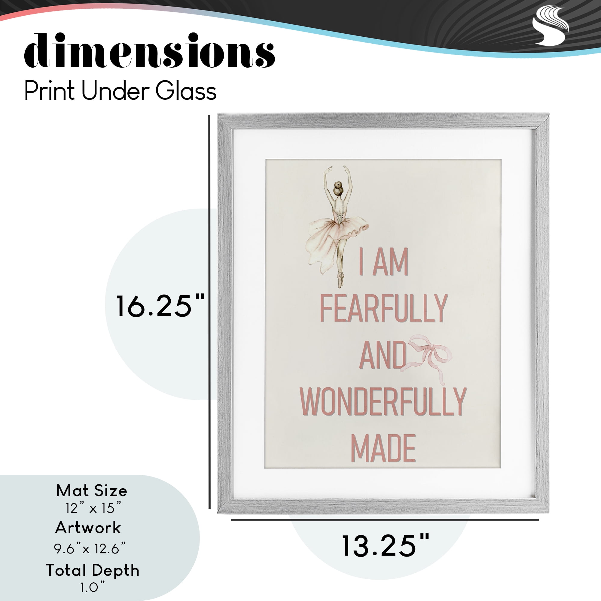 Wonderfully Made Ballerina Gray Framed Print Under Glass, design by Kim Allen