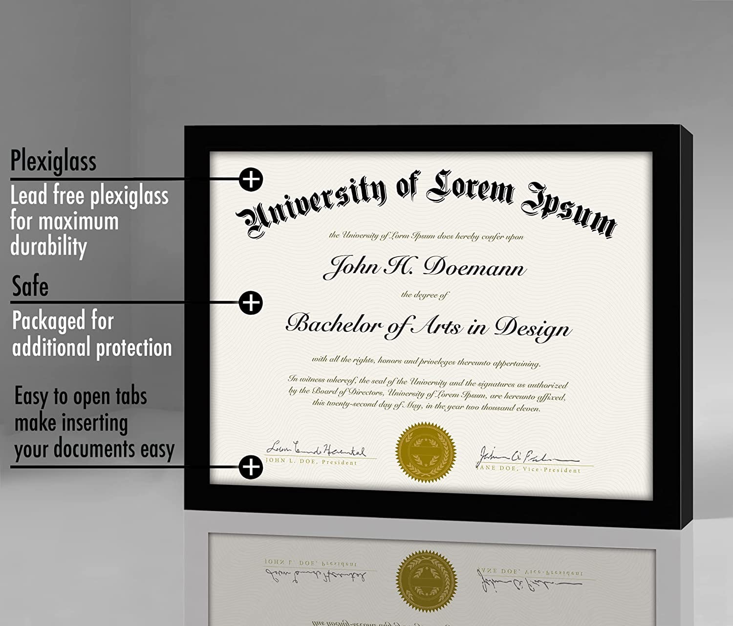 Americanflat 8.5x11 Picture Frame in Black - Set of 5 Frames - Displays 8.5X11" Certificates or Documents - with Plexiglass Cover, Sawtooth Hanger For Horizontal or Vertical Display