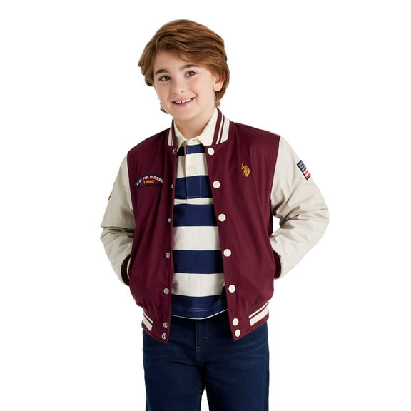 U.S. Polo Assn. Boys Baseball Varsity Jacket, Sizes 4-18