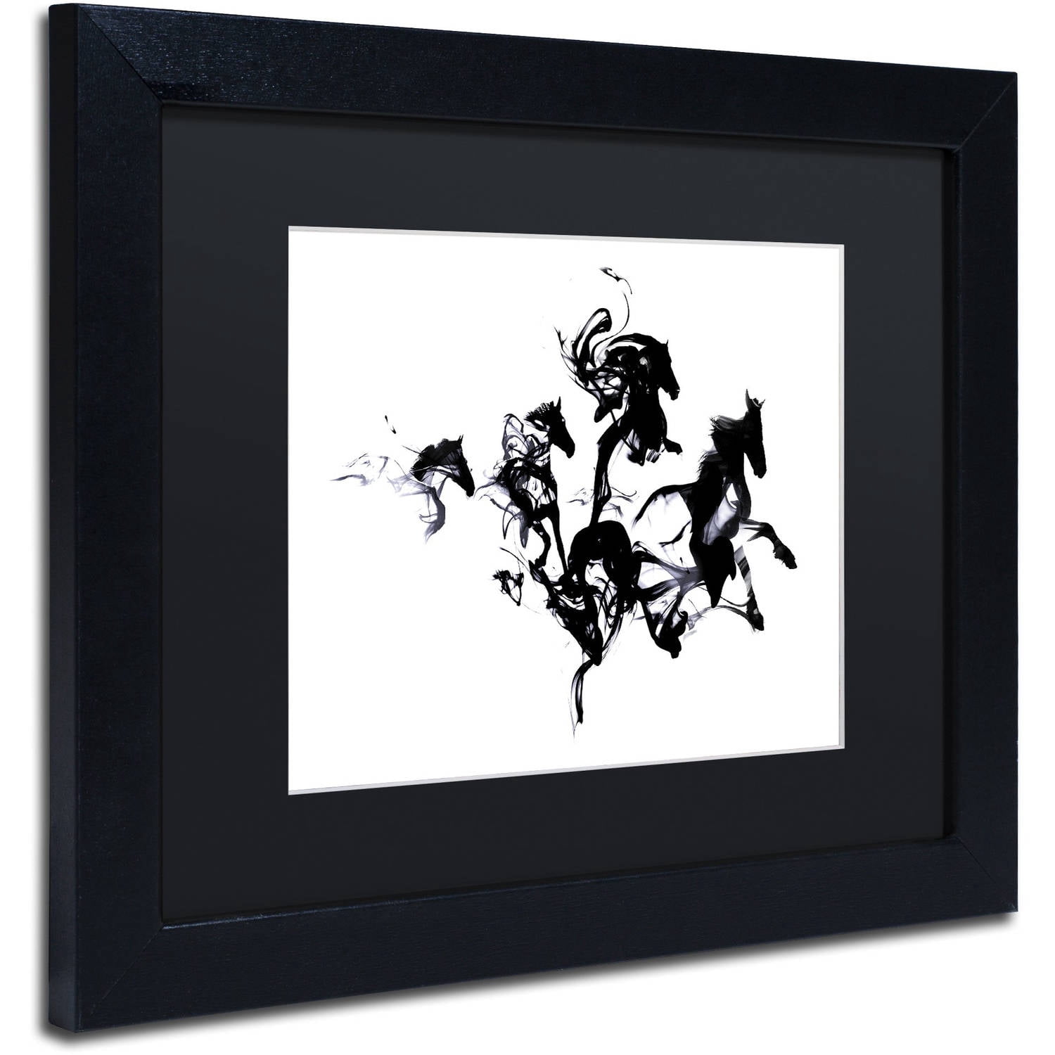 Trademark Fine Art 'Black Horses' Canvas Art by Robert Farkas, Black Matte, Black Frame