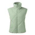 thumbnail image 4 of zuwimk Cropped Puffer Vest,Women's Winter Crop Vest Lightweight Sleeveless Warm Outerwear Puffer Vest Padded Gilet Mint Green,M, 4 of 5
