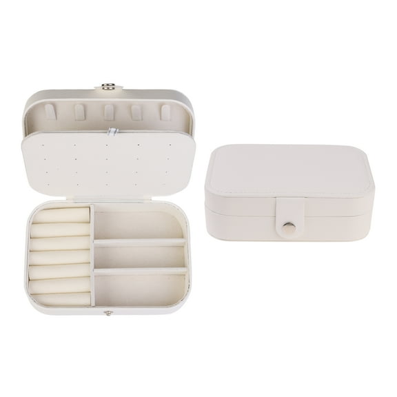 Unique Bargains Jewelry Box Small PU Leather Jewelry Organizer Case Storage Display Holder White