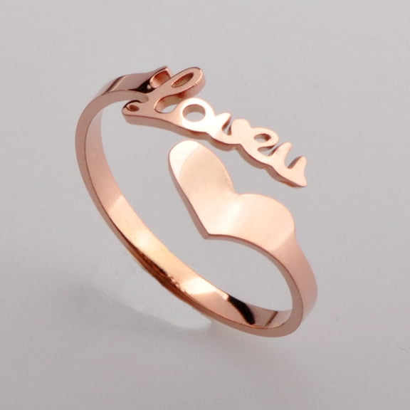 Womens Heart Shaped Rose Gold Titanium Steel Ring Diamond Pinky Ring For Birthday Gift Jewelry Classic Sparkle
