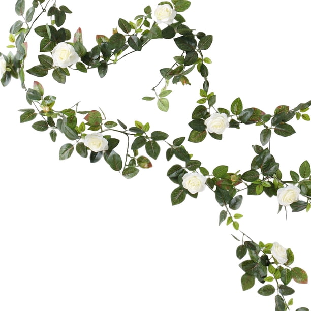 Guirnaldas de rosas artificiales colgantes Guirnalda de rosas falsas Guirnaldas de flores Hojas artificiales Florales para Blanco