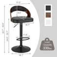thumbnail image 2 of VECELO Swivel Bar Stools Set of 2, Adjustable Height PU Leather Armless Barstool with Back & Footrest for Bar Kitchen Dining Room, Black, 2 of 10