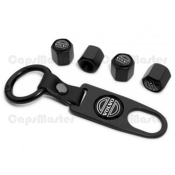 Car Wheels Tire Valve Dust Stem Air Cap Cover   Keychain Ring Volvo Logo Sport