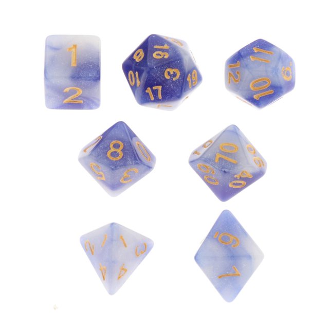 segolike Ensemble de 7 Pcs de dés à Chiffres Multi-Faces D4 D6 D8 D10 D12 D20 pour Jeu de Rôle Table de Fête Bleu Blanc