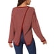 thumbnail image 3 of Suéter de punto de manga larga casual Seta T para mujer con abertura trasera y rayas rojo M, 3 of 6