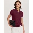 thumbnail image 4 of Vestido tipo suéter Micoson para mujer, manga corta, cuello en V, rojo vino, XL, 4 of 6