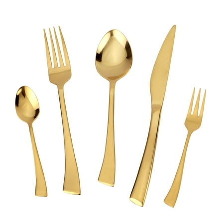 Antique Gold Silverware Set MDEALY 30-Piece Gold Heavy Duty Silverware Kitchen Utensils Set, Quality Stainless Steel Flatware Cutlery Service for 6, Include Dinner Knife,Dinner Fork,Dinner Spoon,Salad Fork,Teaspoon, Elegant Gift ()