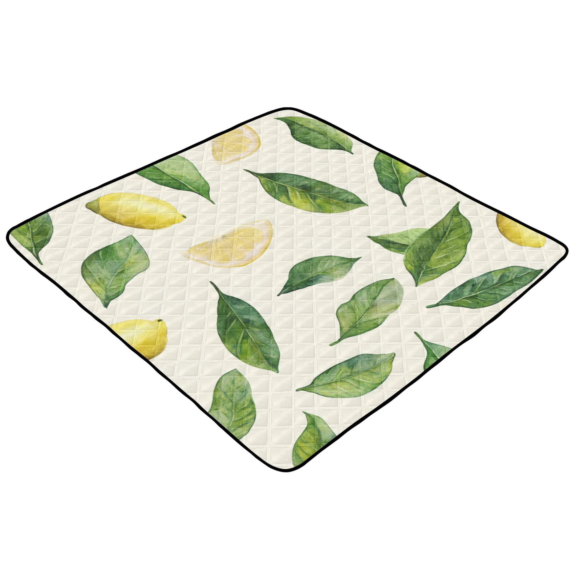 WOBOGO Lemon Leaf Baby Playmats Extra Large Waterproof Rollable Activity Pads for Toddlers 50×50inch