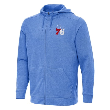 Men s Antigua Heather Royal Philadelphia 76ers Effortless Full-Zip Hoodie Jacket