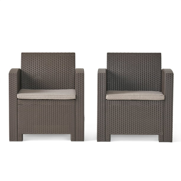 Fiona Outdoor Faux Wicker Club Chairs, Fake Wicker Outdoor Furniture