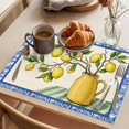 thumbnail image 3 of Summer Botanical Placemats Set of 12, Watercolor Lemons Brown Branch Blue Geometric Frame Non-Slip Place Mats Washable Table Mats for Kitchen Dining Table Decorations Indoor/Outdoor, 3 of 9