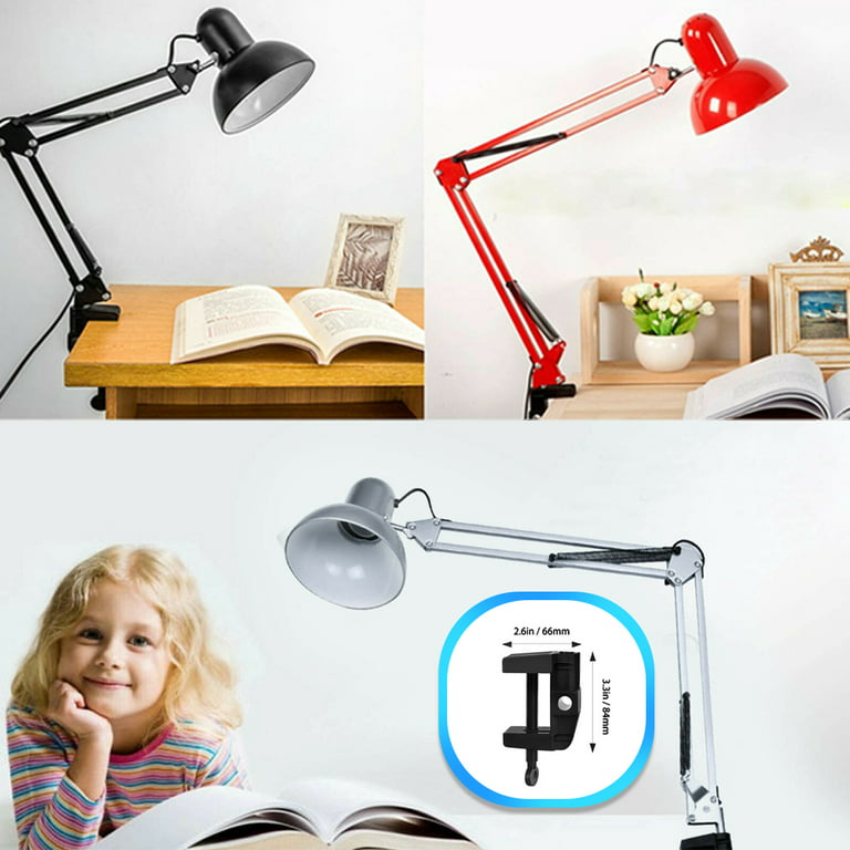 Metal Swing Arm Desk Lamp, Interchangeable Base & Clamp Arm Lamp