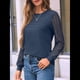 thumbnail image 5 of Camisas de Larga para Mujer, Blusas Elegantes e Informales de Encaje, Conjuntos de Otoño 2025, Camisetas y Ropa de Trabajo. Azul Marino L, 5 of 8
