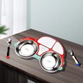 thumbnail image 4 of YAOMOBB Baby Bowl Stainless Steel Kids Tableware Set with Compartment Design for Infant Food Supplement Rust free Bowl Fork and Spoon Set for Home Use, 4 of 6