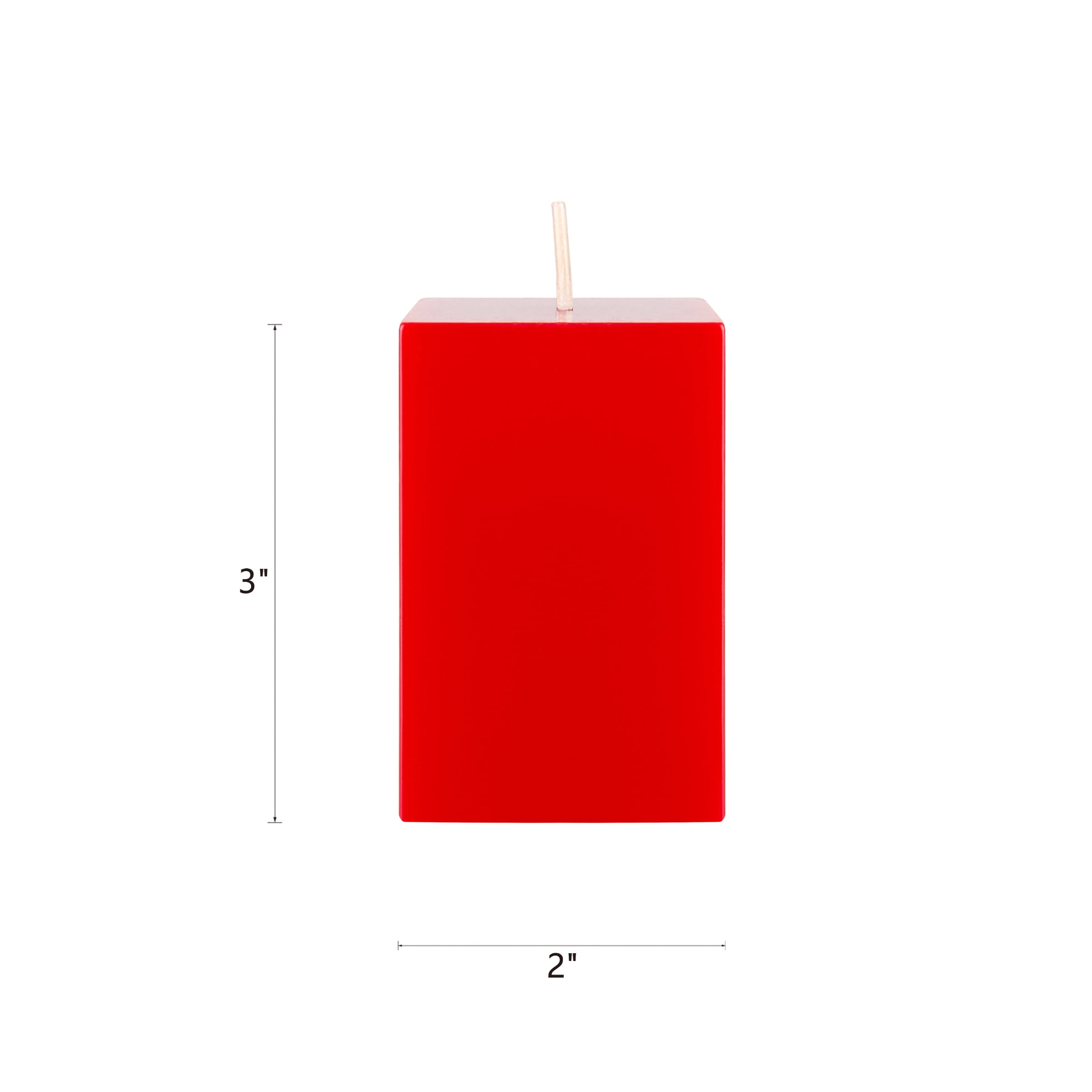 Mega Candles 3 pcs Unscented Red Square Pillar Candle, Hand Poured Premium Wax Candles 2 Inch x 3 Inch, Home Décor, Wedding Receptions, Baby Showers, Birthdays, Celebrations, Party Favors & More