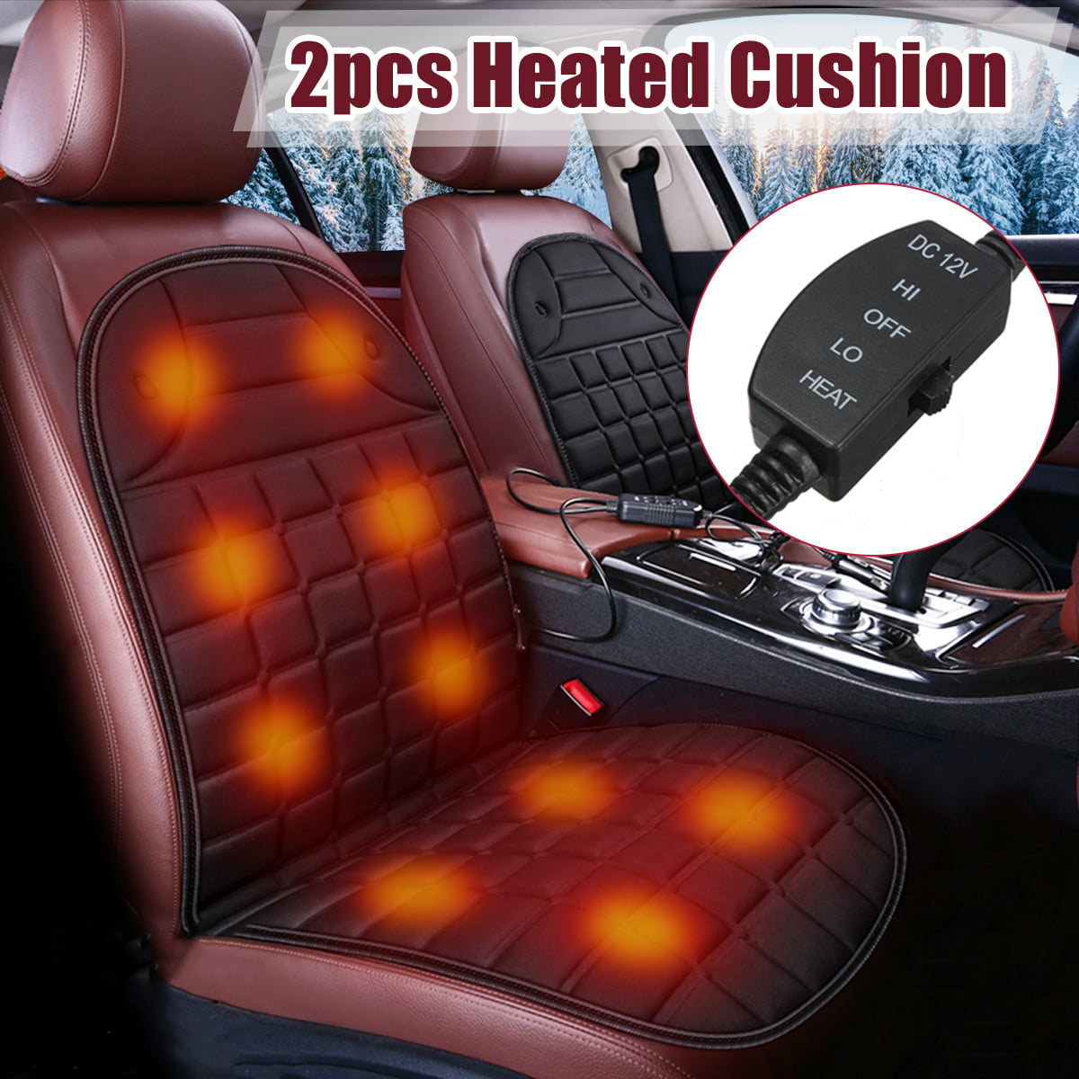 12V Car Heated Seat Cover Cushion Hot Warmer - Heating Warmer Pad Cover ...
