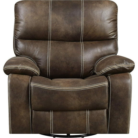 Swivel Reclining Glider Chair - Dark Brown Faux Leather Comfort Seating