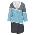 thumbnail image 4 of MEICHEN Womens Fleece Plush Robe With Hood Long Soft Color Block Pockets Loungewear Luxurious Flannel Bathrobe for Women, 4 of 5
