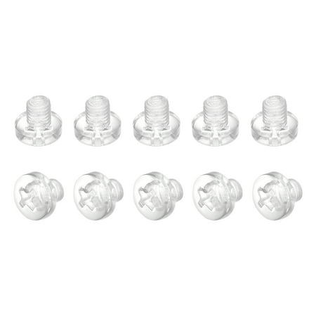 

M5x6mm Plastic Phillips Bolts PC Pan Head Machine Screws Transparent 50 Pack
